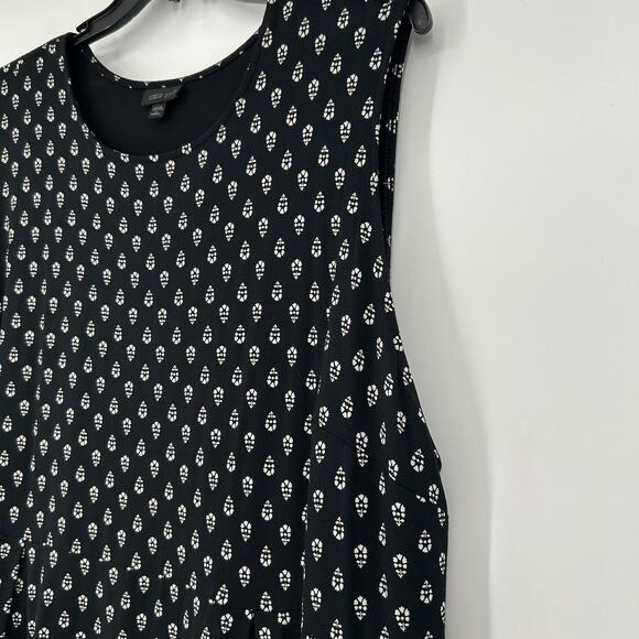 J Jill Wearever Black Printed Dress Pleated Sleeveless Stretch Knee Length Sz 4X - Picture 3 of 9